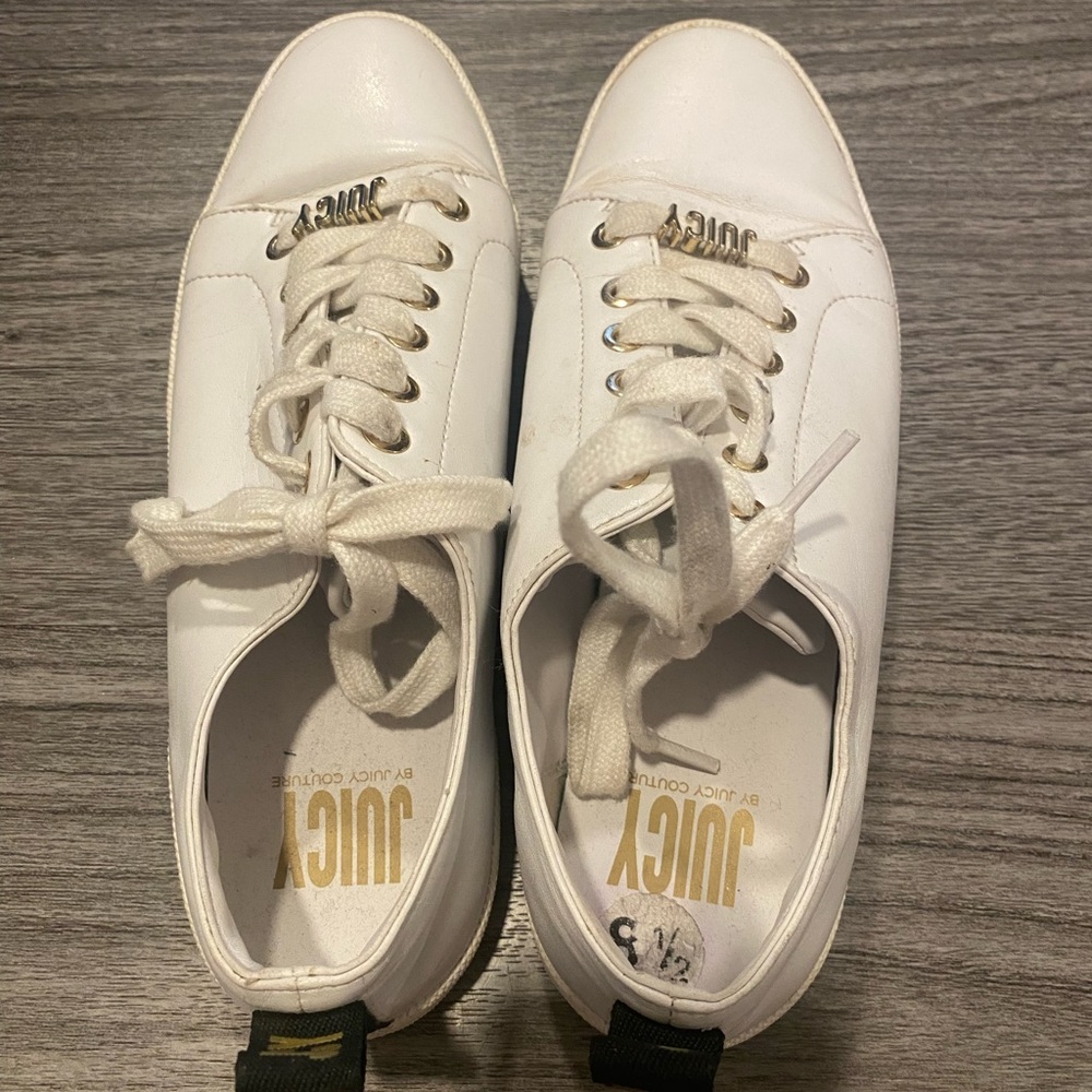 Juicy Couture White and Gold Lace-Up Sneakers